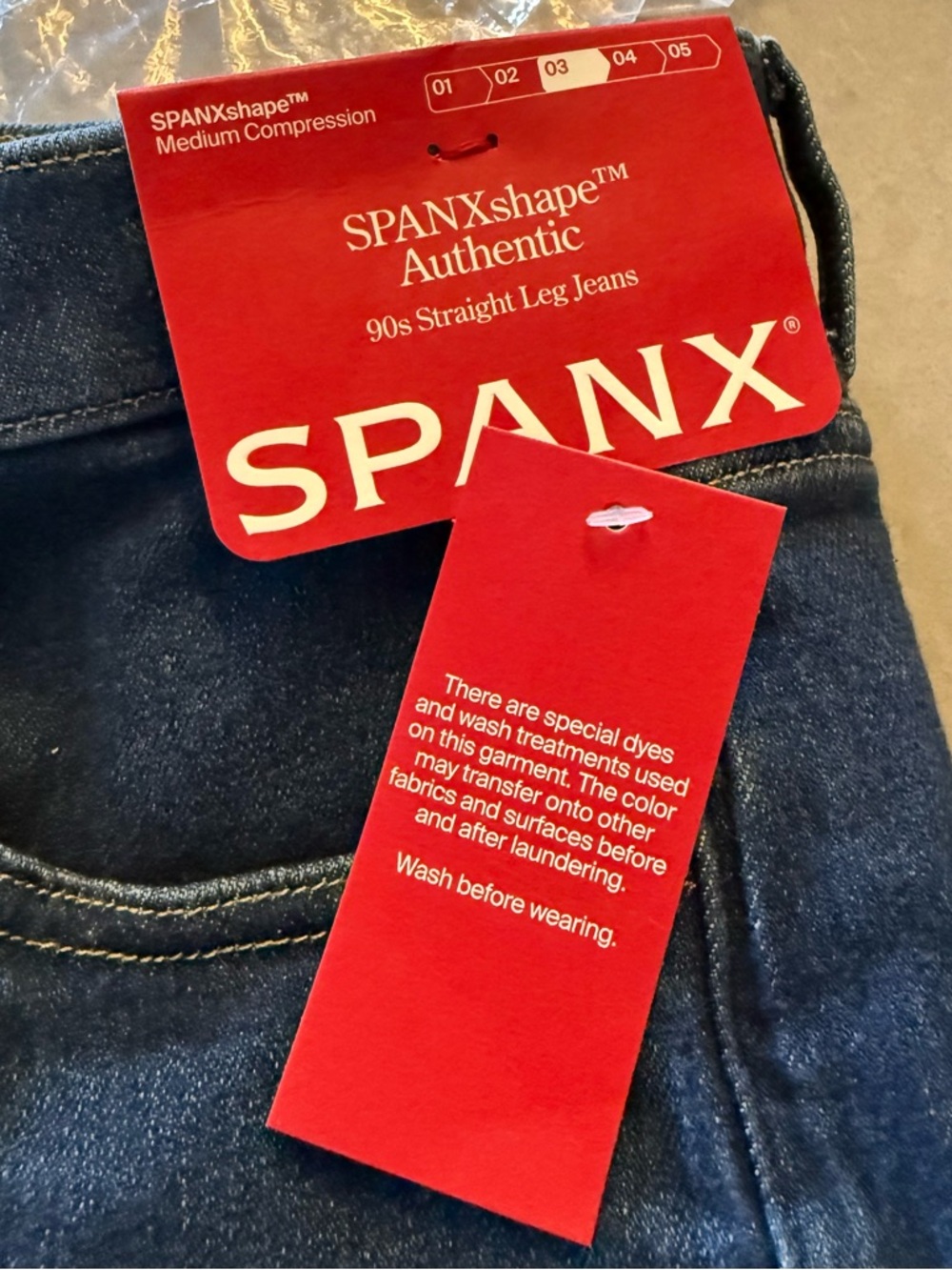 SPANX Tummy Shaping 90s Straight Leg Jeans in Adriatic Blue Authentic 360 NWT